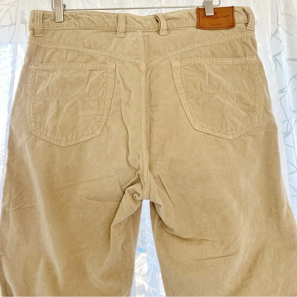 ERMENEGILDO ZEGNA Tan khaki Corduroy straight leg Pants - Picture 6 of 12